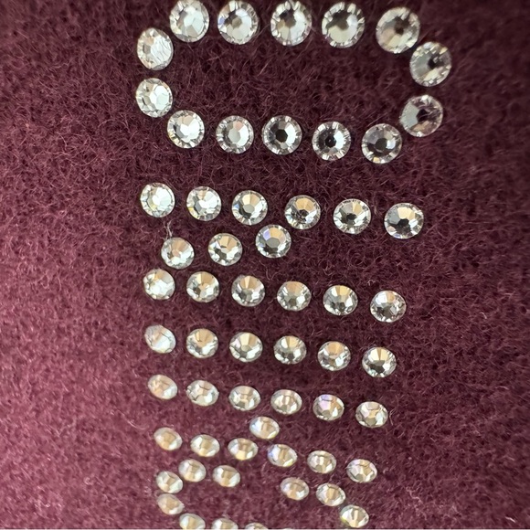 Moschino scarf scarve wrap burgundy purple red Swarovski crystals silver sparkle - Picture 4 of 7